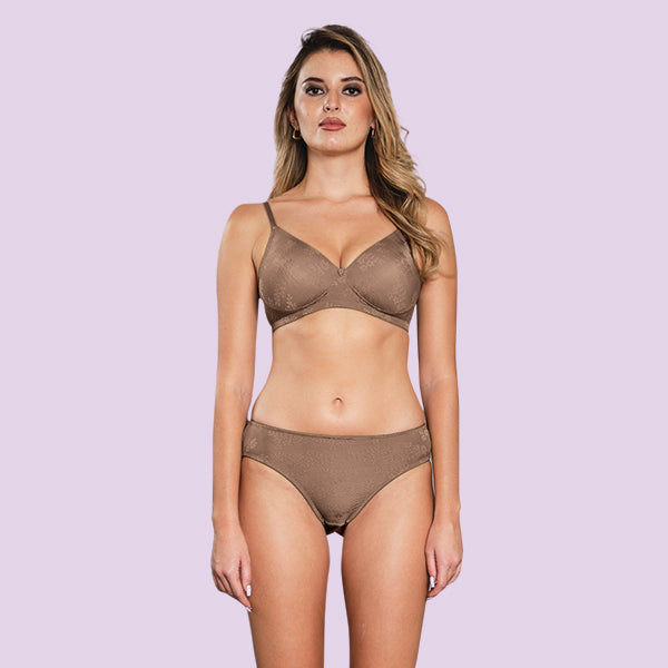 Romantic Jacquard Bridal Lingerie Set Lace Bra, Non Wired