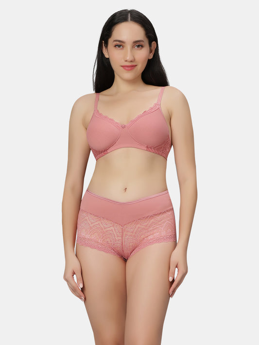 Voltage Non-Padded Lingerie Set for Women | Lace Design | Medium Coverage | Wire-Free | Adjustable Straps