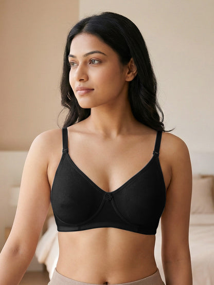 Lightly Padded Wirefree T-Shirt Bra for Women | Medium Coverage Convertible Straps - 0015