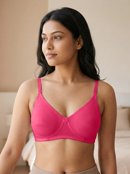 Lightly Padded Wirefree T-Shirt Bra for Women | Medium Coverage Convertible Straps - 0015