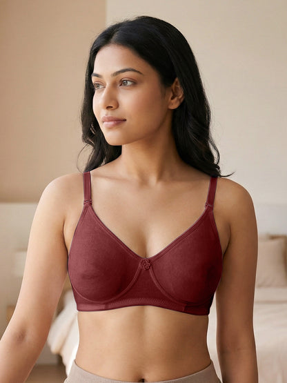 Lightly Padded Wirefree T-Shirt Bra for Women | Medium Coverage Convertible Straps - 0015