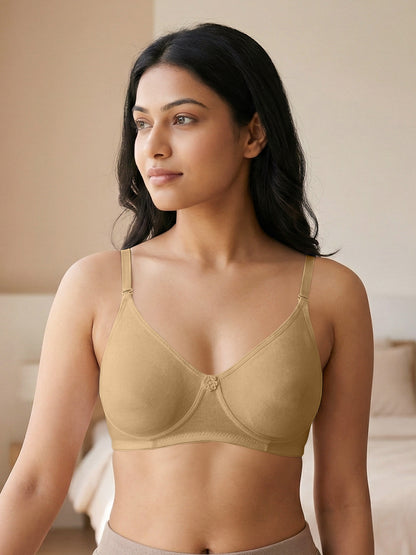 Lightly Padded Wirefree T-Shirt Bra for Women | Medium Coverage Convertible Straps - 0015