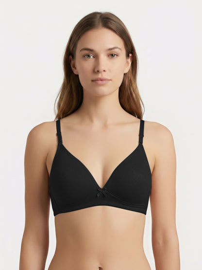 Lightly Padded Wirefree Medium Coverage Plunge Bra with Detachable Straps – 001