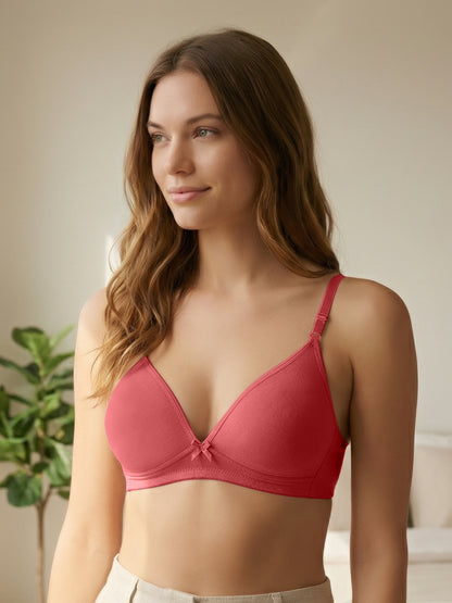 Lightly Padded Wirefree Medium Coverage Plunge Bra with Detachable Straps – 001