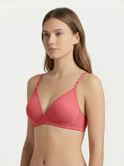 Lightly Padded Wirefree Medium Coverage Plunge Bra with Detachable Straps – 001