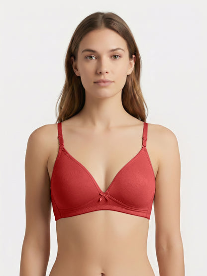 Lightly Padded Wirefree Medium Coverage Plunge Bra with Detachable Straps – 001