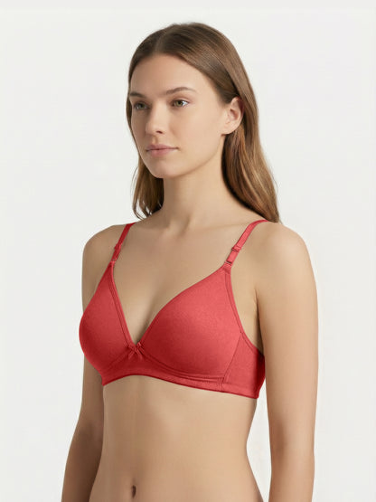 Lightly Padded Wirefree Medium Coverage Plunge Bra with Detachable Straps – 001