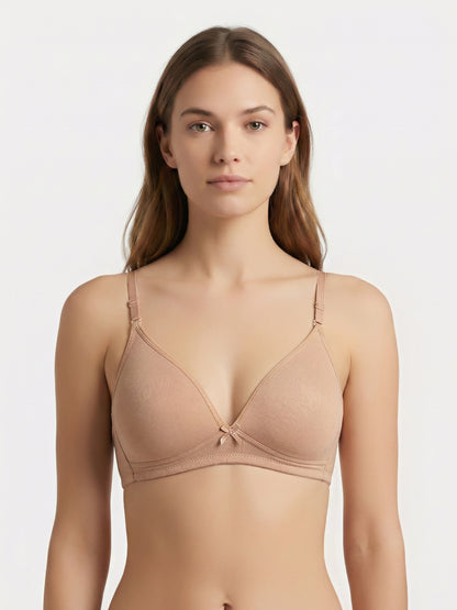 Lightly Padded Wirefree Medium Coverage Plunge Bra with Detachable Straps – 001