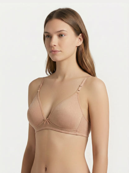 Lightly Padded Wirefree Medium Coverage Plunge Bra with Detachable Straps – 001