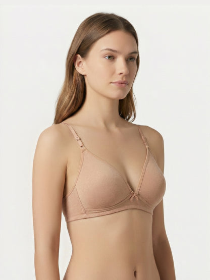 Lightly Padded Wirefree Medium Coverage Plunge Bra with Detachable Straps – 001