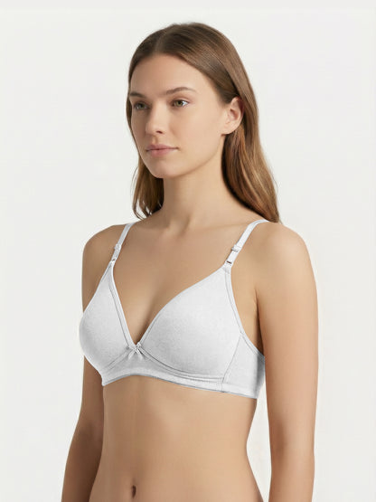 Lightly Padded Wirefree Medium Coverage Plunge Bra with Detachable Straps – 001