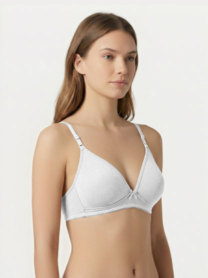 Lightly Padded Wirefree Medium Coverage Plunge Bra with Detachable Straps – 001