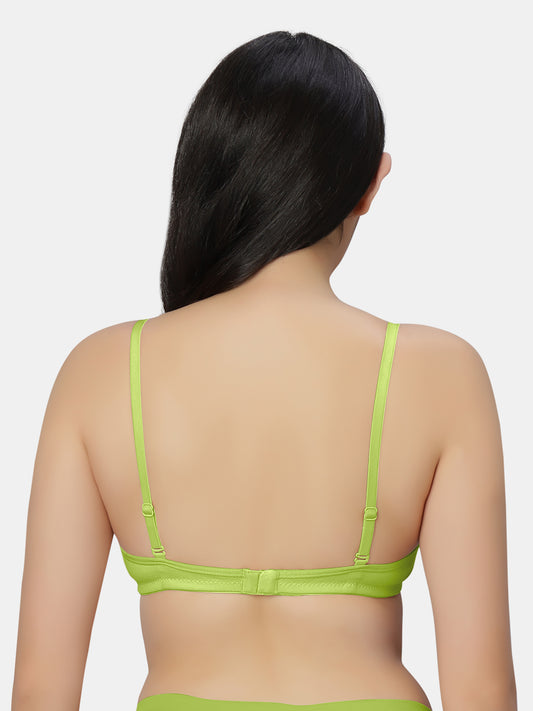 Lightly Padded Non-Wired T-shirt Bra with Detachable Straps and Medium Coverage in Cotton-Polyester - 0026