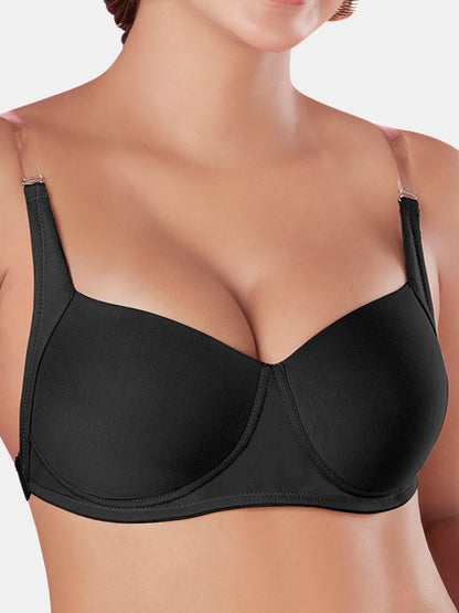 Womens Multiway Backless T-Shirt Bra | Medium Coverage, Padded, Wire Free, Cotton Rich Comfort- Backeye