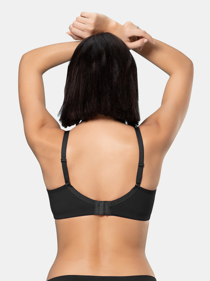 Padded Moulded Full Coverage Soft Microfiber Everyday T Shirt Bra with Smooth V Neckline, Adjustable Straps, Hook & Eye Closure – Biana