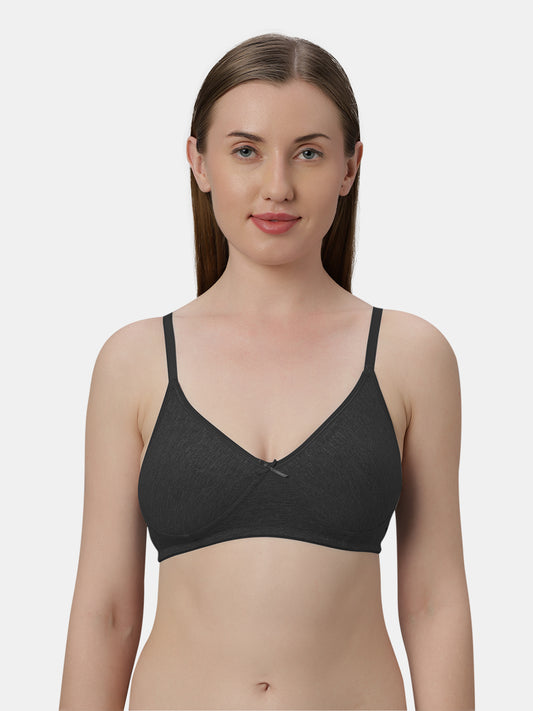 Medium Coverage Non Wired Non Padded Polyester Cotton Everyday Bra with Seamless Cups - Smile