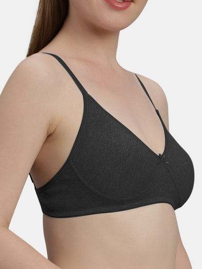 Medium Coverage Non Wired Non Padded Polyester Cotton Everyday Bra with Seamless Cups - Smile