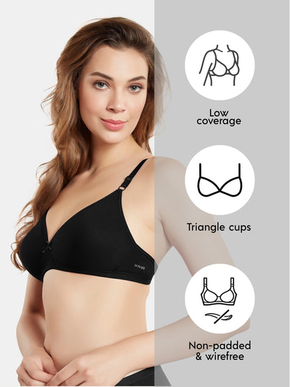 Non Padded Wirefree Medium Coverage Polyester Cotton Everyday Bra with Adjustable Straps – OMANIA