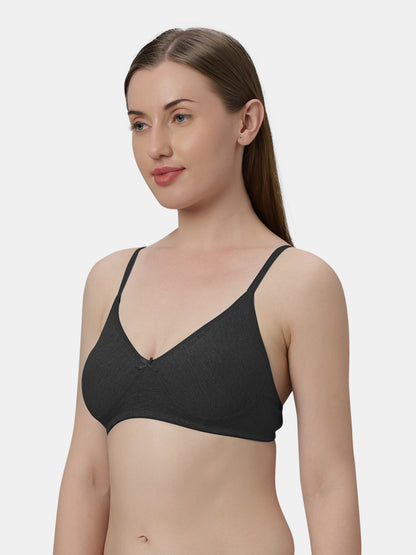 Medium Coverage Non Wired Non Padded Polyester Cotton Everyday Bra with Seamless Cups - Smile