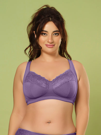 Sonari Women’s Bluma Ultimate Lift Bra | 3-Piece Cup, Full Coverage, Lace Styling, Side Support, Wide Cushioned Straps | Everyday Comfort & Support