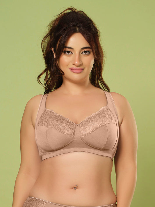 Sonari Women’s Bluma Ultimate Lift Bra | 3-Piece Cup, Full Coverage, Lace Styling, Side Support, Wide Cushioned Straps | Everyday Comfort & Support