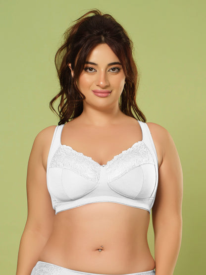 Sonari Women’s Bluma Ultimate Lift Bra | 3-Piece Cup, Full Coverage, Lace Styling, Side Support, Wide Cushioned Straps | Everyday Comfort & Support