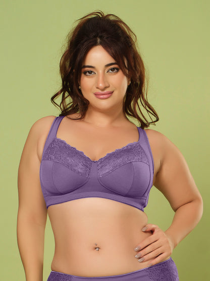 Sonari Women’s Bluma Ultimate Lift Bra | 3-Piece Cup, Full Coverage, Lace Styling, Side Support, Wide Cushioned Straps | Everyday Comfort & Support