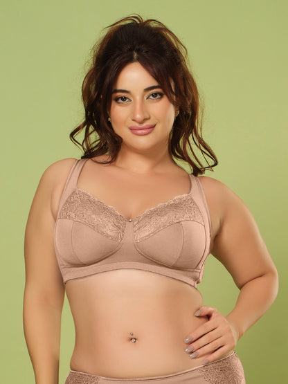 Sonari Women’s Bluma Ultimate Lift Bra | 3-Piece Cup, Full Coverage, Lace Styling, Side Support, Wide Cushioned Straps | Everyday Comfort & Support