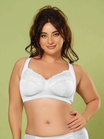 Sonari Women’s Bluma Ultimate Lift Bra | 3-Piece Cup, Full Coverage, Lace Styling, Side Support, Wide Cushioned Straps | Everyday Comfort & Support