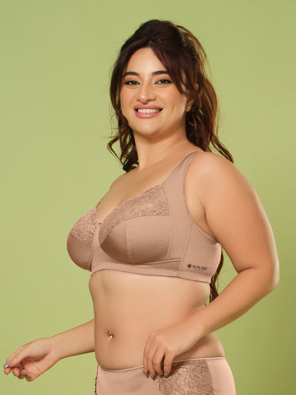 Sonari Women’s Bluma Ultimate Lift Bra | 3-Piece Cup, Full Coverage, Lace Styling, Side Support, Wide Cushioned Straps | Everyday Comfort & Support