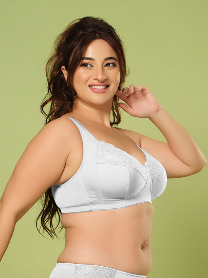 Sonari Women’s Bluma Ultimate Lift Bra | 3-Piece Cup, Full Coverage, Lace Styling, Side Support, Wide Cushioned Straps | Everyday Comfort & Support