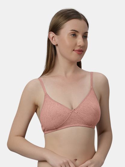 Medium Coverage Non Wired Non Padded Polyester Cotton Everyday Bra with Seamless Cups - Smile