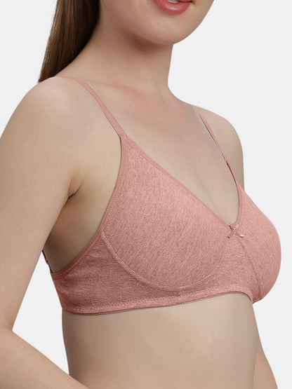 Medium Coverage Non Wired Non Padded Polyester Cotton Everyday Bra with Seamless Cups - Smile
