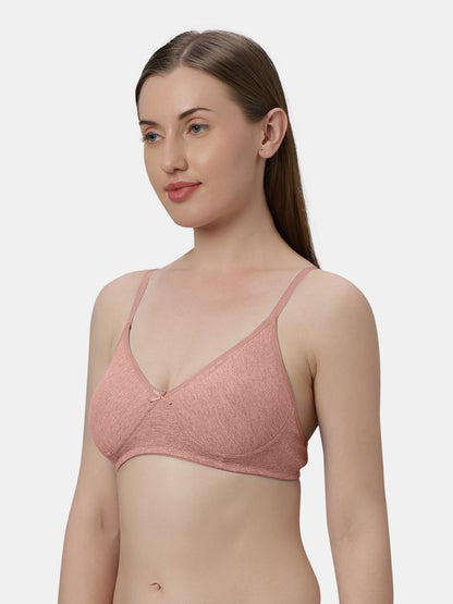 Medium Coverage Non Wired Non Padded Polyester Cotton Everyday Bra with Seamless Cups - Smile