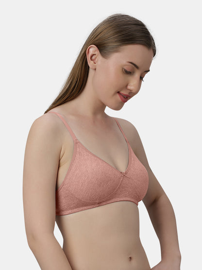 Medium Coverage Non Wired Non Padded Polyester Cotton Everyday Bra with Seamless Cups - Smile