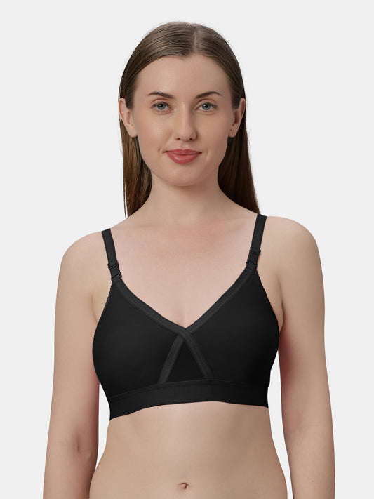 Women’s Non-Padded Wirefree Medium Coverage Bra with Detachable Straps and Wide Underbust Band – BRITNEY NX