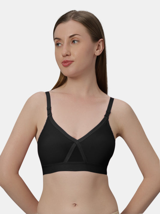 Women’s Non-Padded Wirefree Medium Coverage Bra with Detachable Straps and Wide Underbust Band – BRITNEY NX