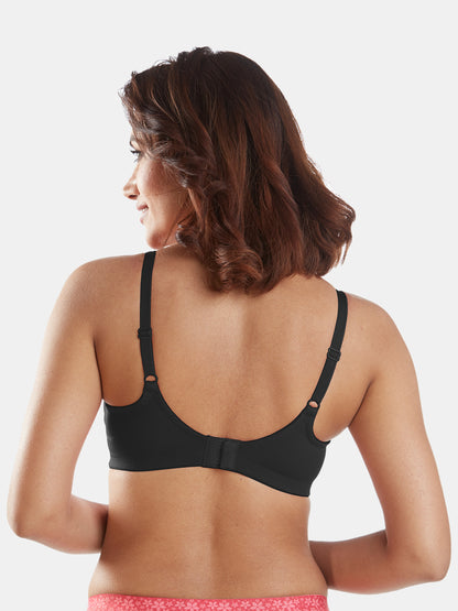 Non-Padded Non-Wired Molded Comfort Bra with Medium Coverage and Adjustable Straps in Cotton-Polyester - Yaris