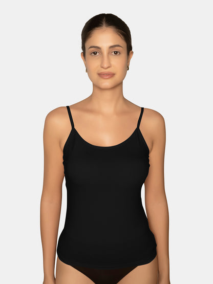 Full Coverage Non-Padded Wirefree Cotton Elastane Camisole with Adjustable Straps – CAMMY