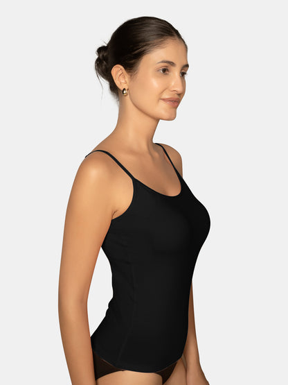 Full Coverage Non-Padded Wirefree Cotton Elastane Camisole with Adjustable Straps – CAMMY