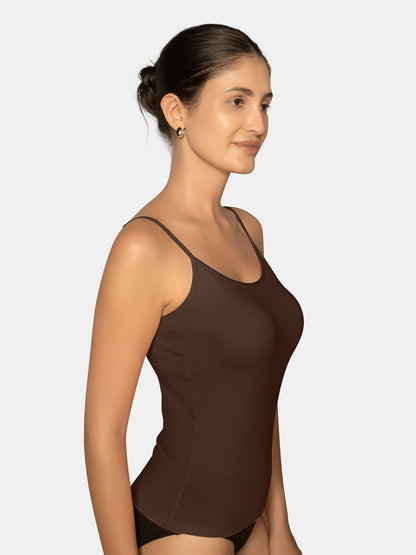 Full Coverage Non-Padded Wirefree Cotton Elastane Camisole with Adjustable Straps – CAMMY