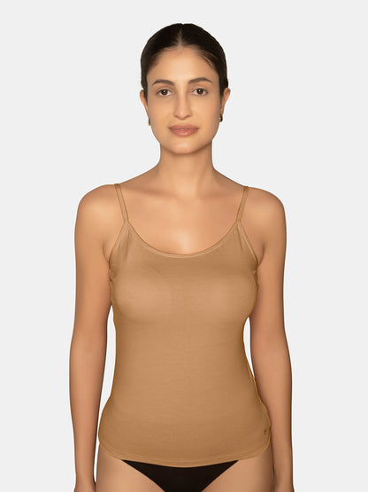 Full Coverage Non-Padded Wirefree Cotton Elastane Camisole with Adjustable Straps – CAMMY