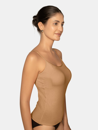 Full Coverage Non-Padded Wirefree Cotton Elastane Camisole with Adjustable Straps – CAMMY