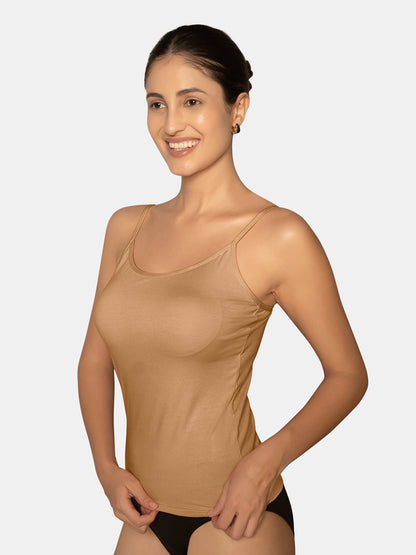Full Coverage Non-Padded Wirefree Cotton Elastane Camisole with Adjustable Straps – CAMMY