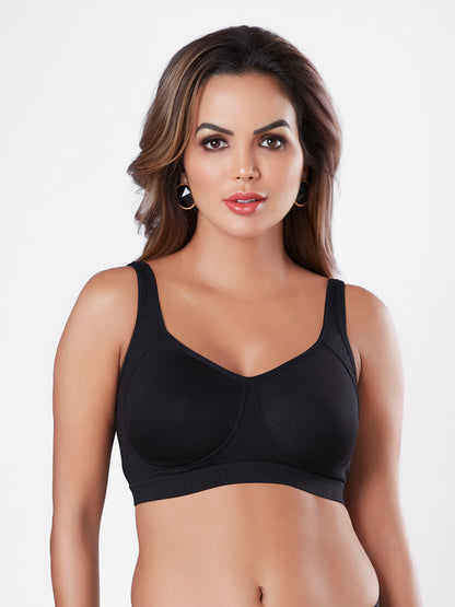 Non Padded Wirefree Cotton Spandex Full Coverage Everyday Bra with Broad Adjustable Straps – CLARA