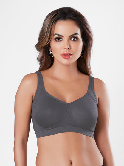 Non Padded Wirefree Cotton Spandex Full Coverage Everyday Bra with Broad Adjustable Straps – CLARA