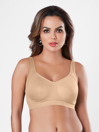 Non Padded Wirefree Cotton Spandex Full Coverage Everyday Bra with Broad Adjustable Straps – CLARA