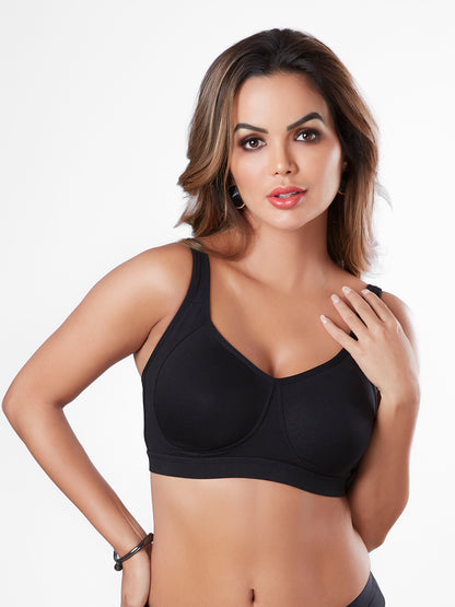 Non Padded Wirefree Cotton Spandex Full Coverage Everyday Bra with Broad Adjustable Straps – CLARA