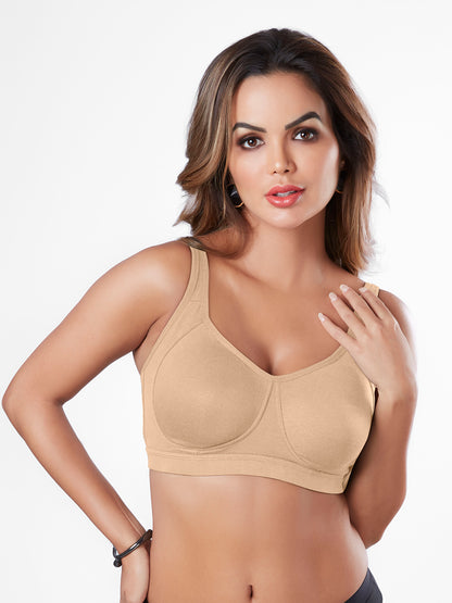 Non Padded Wirefree Cotton Spandex Full Coverage Everyday Bra with Broad Adjustable Straps – CLARA