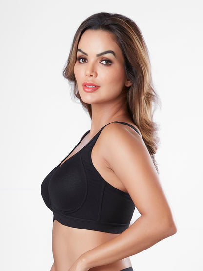 Non Padded Wirefree Cotton Spandex Full Coverage Everyday Bra with Broad Adjustable Straps – CLARA